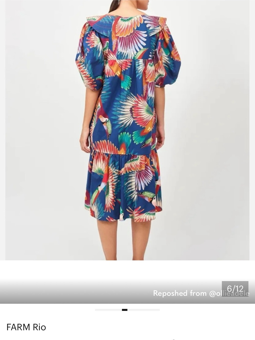 FARM Rio Navy Colorful Toucans Midi Dress Size M